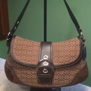 Coach bag trimmed in leather and suede